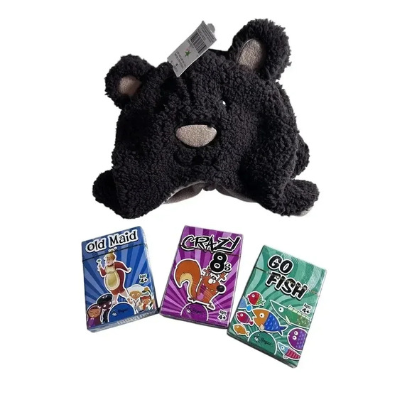 Regal Other - Regal Old Maid, Go Fish, Crazy 8s Card Games New Bear Winter Hat Mittens Kids